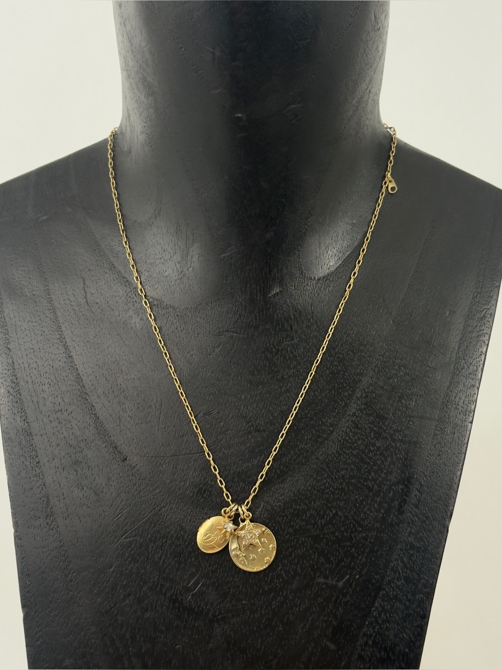 Vintage Catherine Popesco FRANCE Gold Plated Locket Moon Star Crystal Necklace